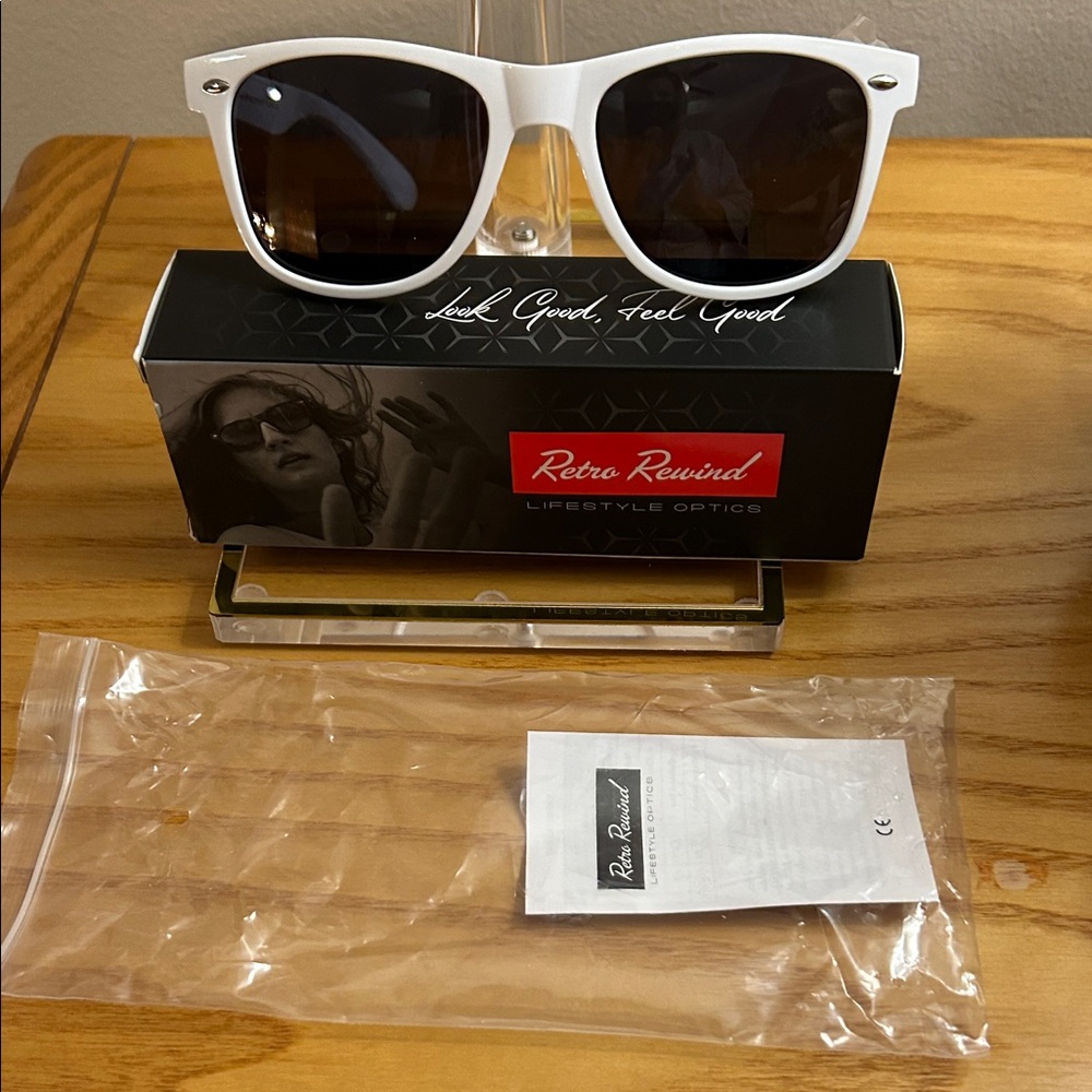 Retro Rewind White Frame Sunglasses with Smoke Lenses Polarized